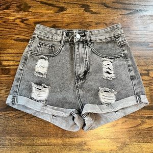 These are grey/black jean shorts from Shein. They are a size 2!